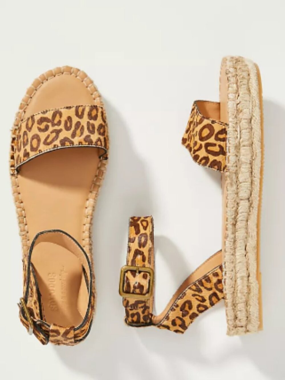 Soludos® Flatform Cadiz Sandals in Leopard Calf Hair SZ 6.5 Like New